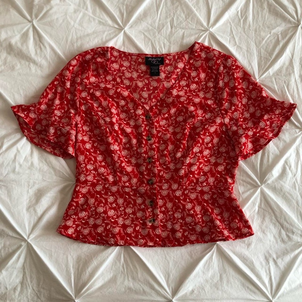 floral button up peplum blouse